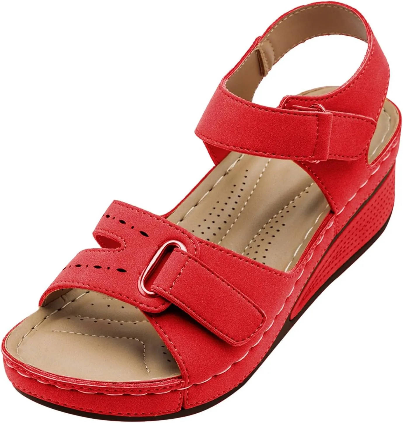 SuanlaTDS Orthopedic Sandals for Women, Women's Wedge Orthotic Arch Support Wide Width Open Toe Adjustable Ankle Strap Platform 2025 Beach Boho Dressy Summer Comfortable Outdoor Walking Shoes