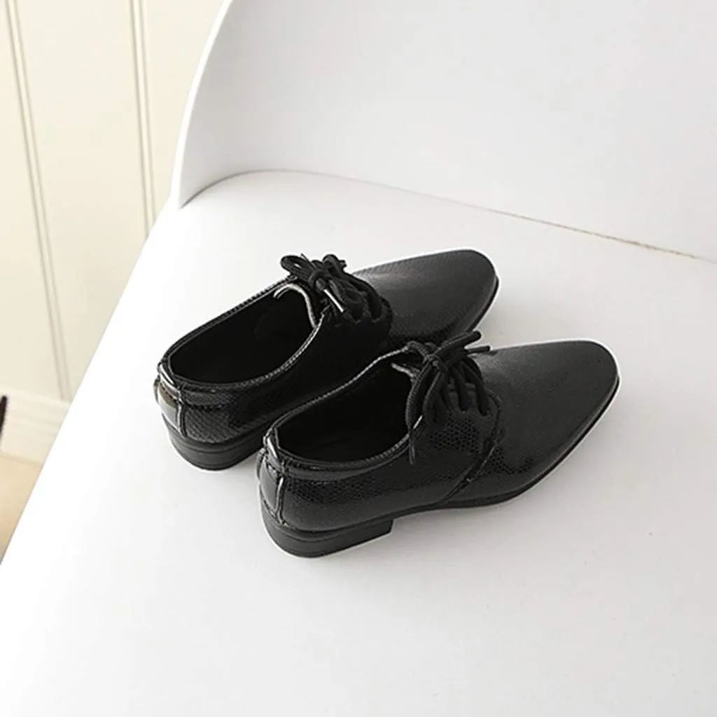 Toddler Boys Dress Shoes Kids Classic Lace Up Oxfords Solid Casual School Shoes British Style Dressy Leather Shoes