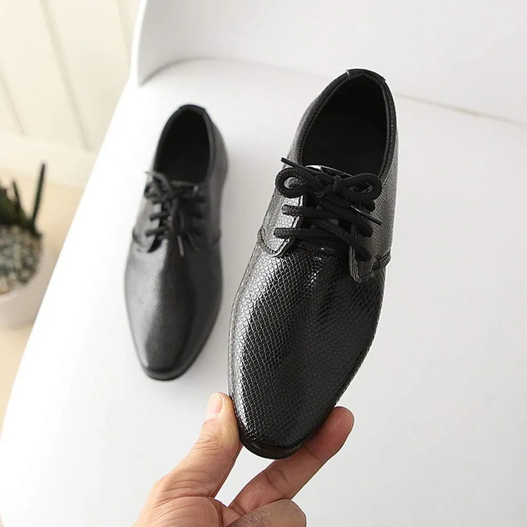 Toddler Boys Dress Shoes Kids Classic Lace Up Oxfords Solid Casual School Shoes British Style Dressy Leather Shoes