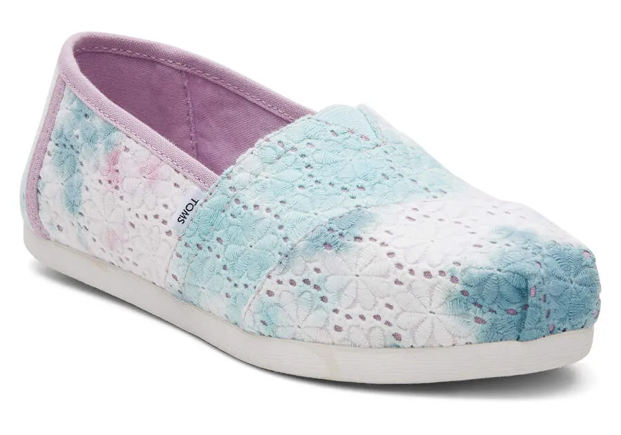 TOMS Womens Alpargata Tie Dye Floral Eyelets Espadrille - Lilac Mauve