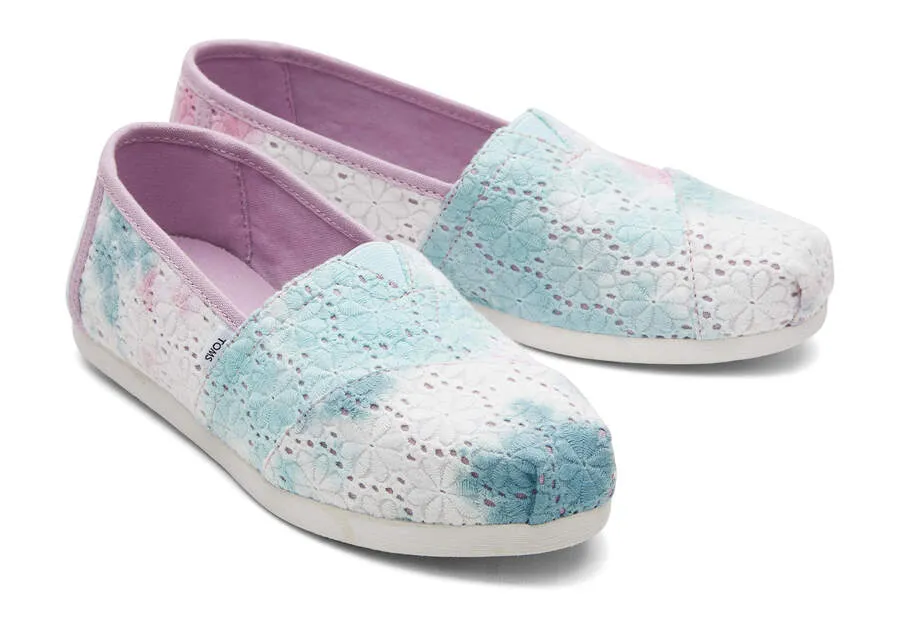 TOMS Womens Alpargata Tie Dye Floral Eyelets Espadrille - Lilac Mauve