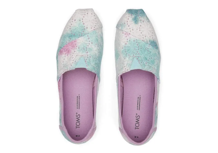 TOMS Womens Alpargata Tie Dye Floral Eyelets Espadrille - Lilac Mauve