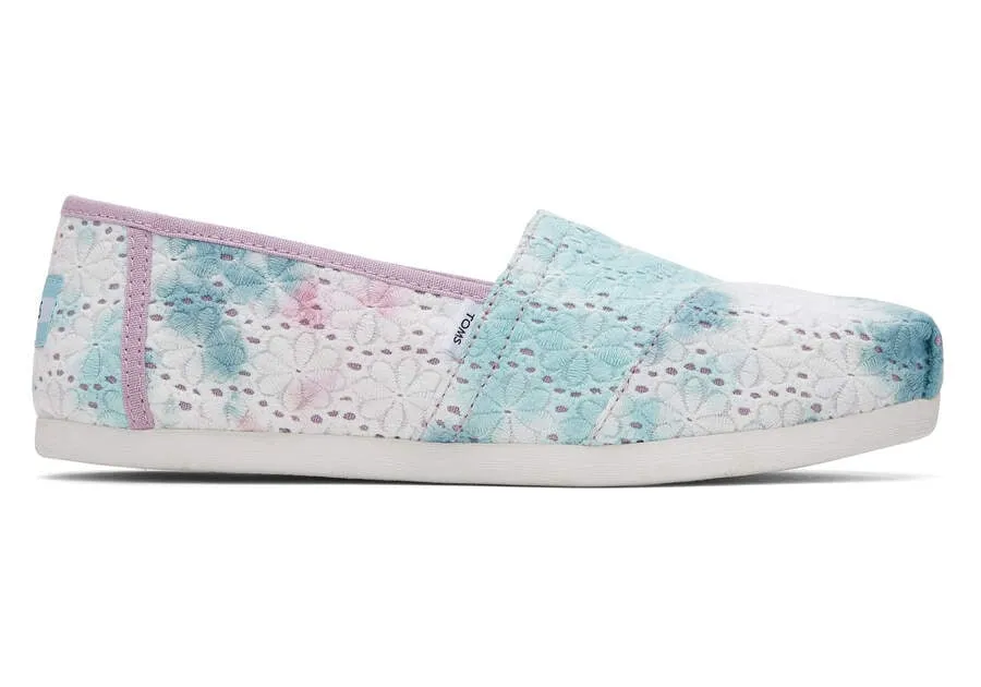 TOMS Womens Alpargata Tie Dye Floral Eyelets Espadrille - Lilac Mauve