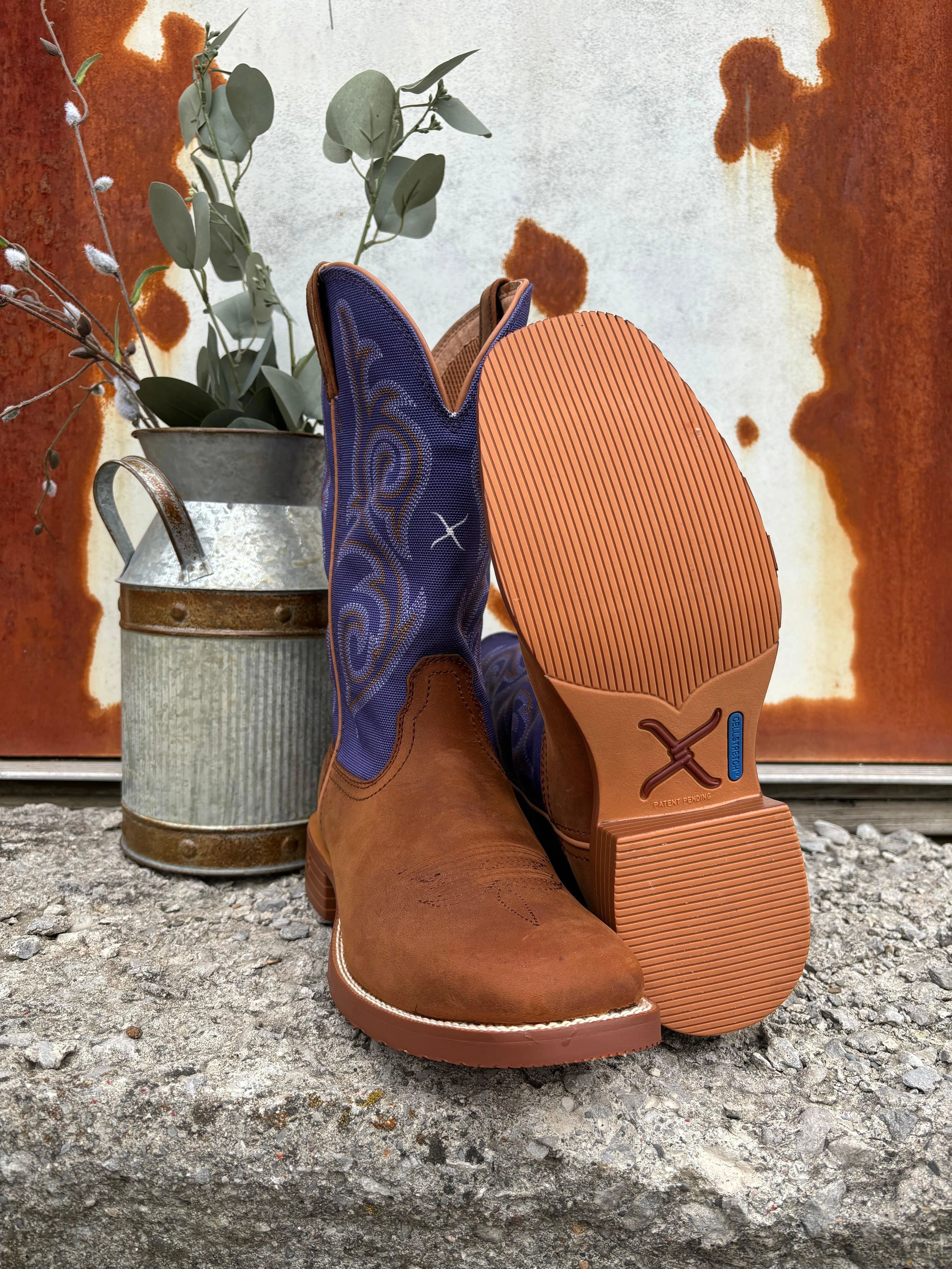Twisted X Women's 11" Distressed Saddle & Iris Cowgirl Boots WXTR009