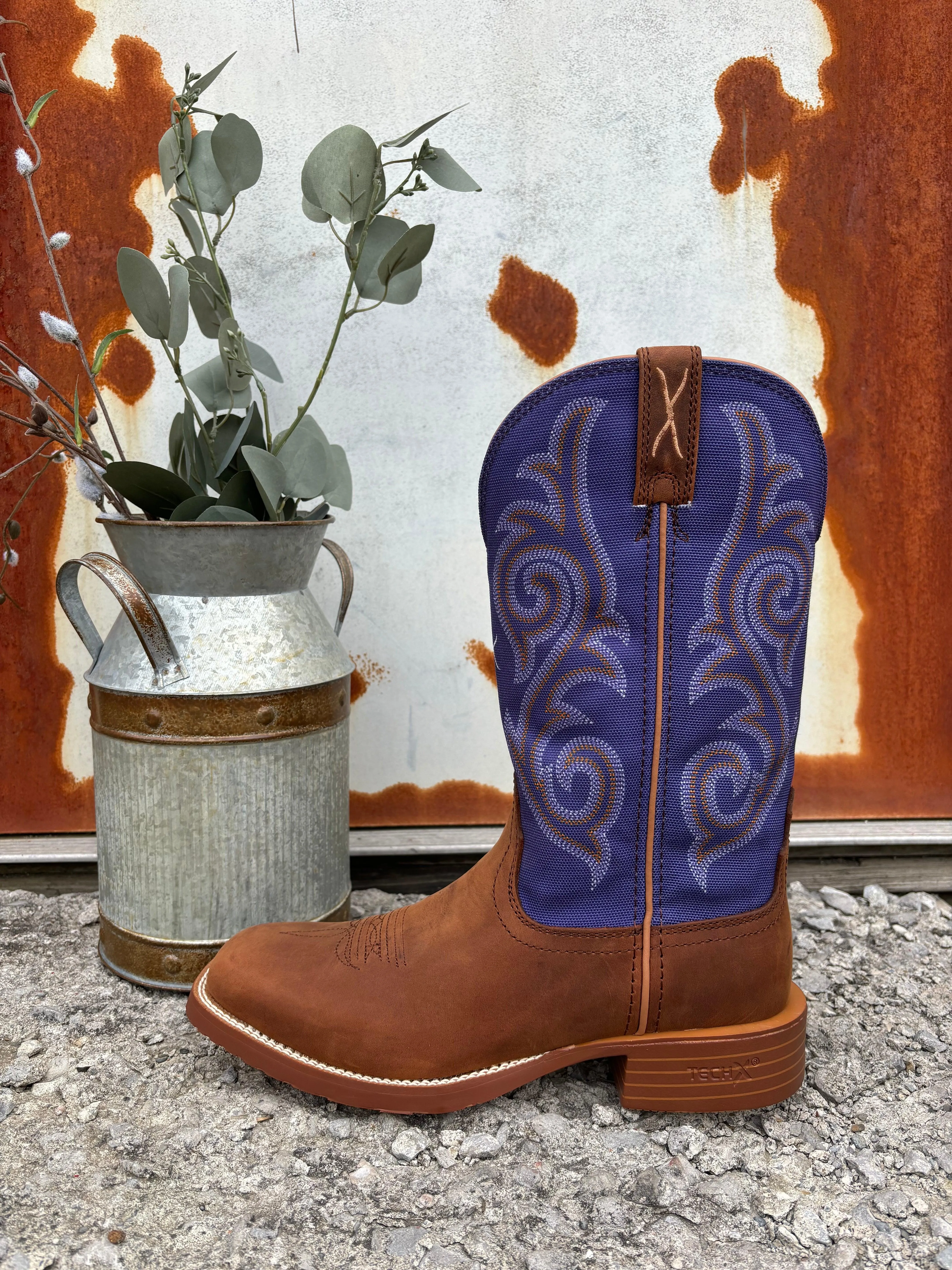 Twisted X Women's 11" Distressed Saddle & Iris Cowgirl Boots WXTR009
