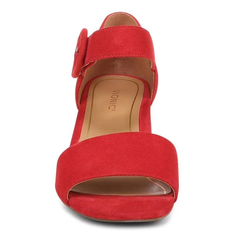 Vionic Women's Chardonnay Heeled Sandals- Red