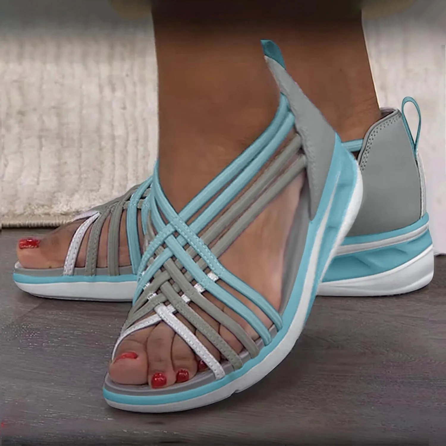 Wedge Sandals for Women Open Toe Casual Summer Roman High Heel Breathable Beach Sandals Orthopedic Sandals Shoes
