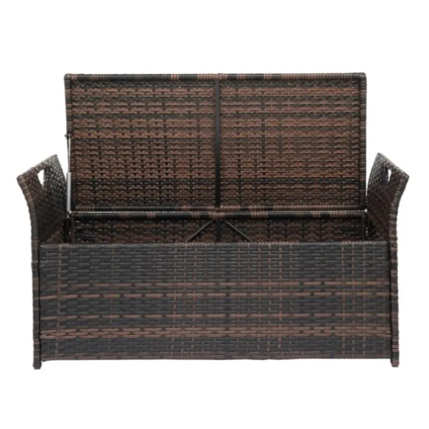 ZUN 106*52*46cm Iron Frame Can Accommodate Brown Gradient Footstool Locker Rattan Locker 57830251