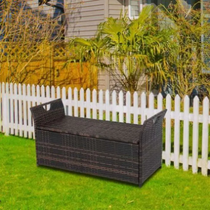ZUN 106*52*46cm Iron Frame Can Accommodate Brown Gradient Footstool Locker Rattan Locker 57830251