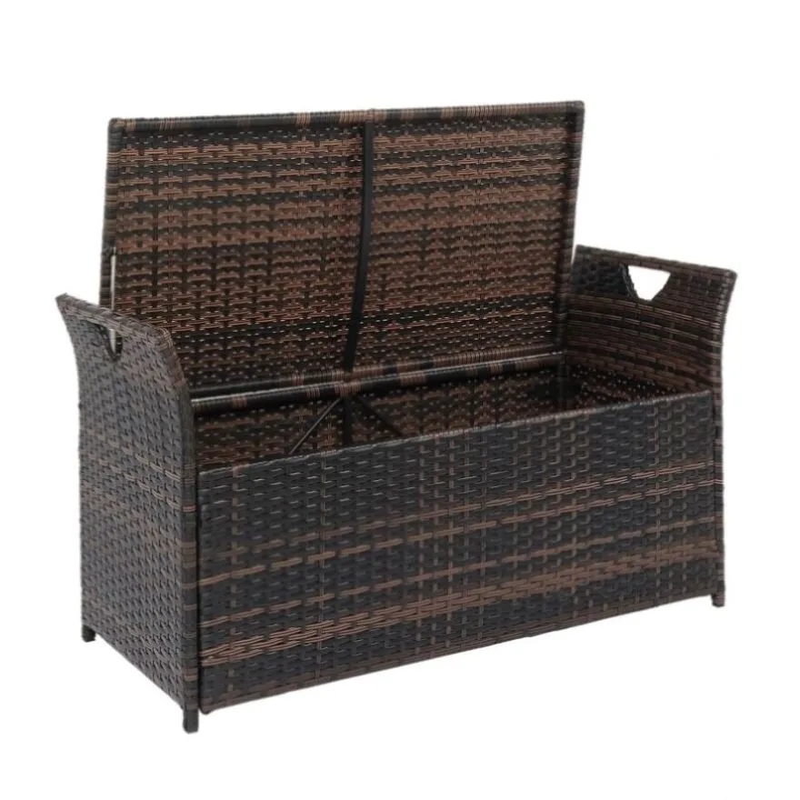 ZUN 106*52*46cm Iron Frame Can Accommodate Brown Gradient Footstool Locker Rattan Locker 57830251