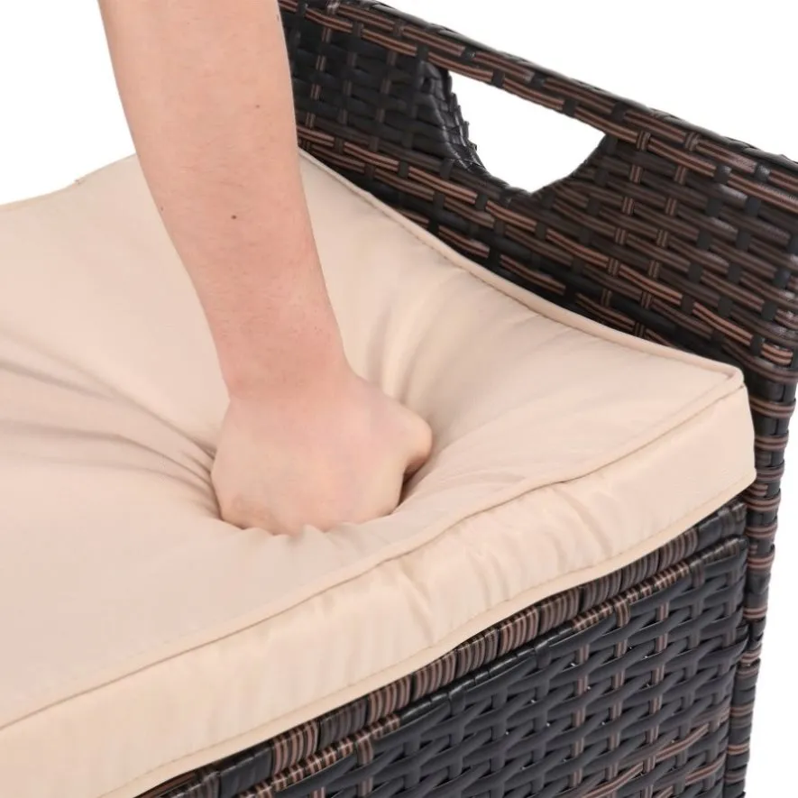 ZUN 106*52*46cm Iron Frame Can Accommodate Brown Gradient Footstool Locker Rattan Locker 57830251